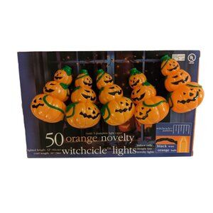 New Halloween Stacked Pumpkin 10' Strand 50 Orange Lights 5 Pumpkin‎ Covers